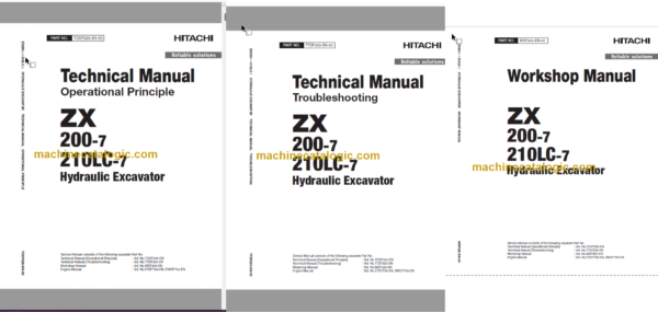 Hitachi ZX200-7 ZX210LC-7 Hydraulic Excavator Technical and Workshop Manual