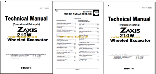 Hitachi ZX210W Wheeled Excavator Technical and Workshop Manual