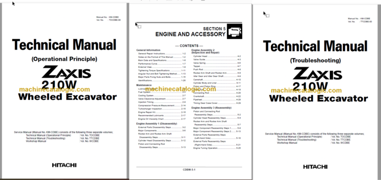 Hitachi ZX210W Wheeled Excavator Technical and Workshop Manual