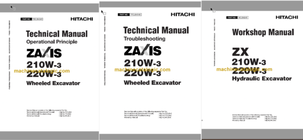 Hitachi ZX210W-3 ZX220W-3 Wheeled Excavator Technical and Workshop Manual