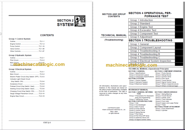 Hitachi ZX800 Technical and Workshop Manual