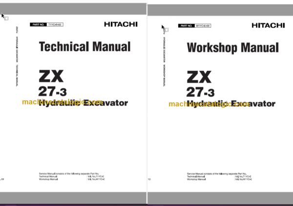 Hitachi ZX27-3 Hydraulic Excavator Technical and Workshop Manual