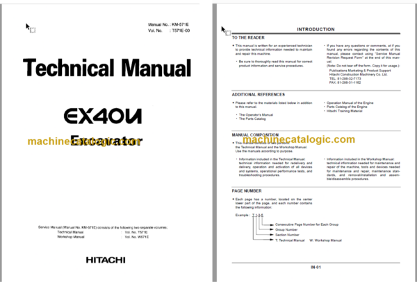 Hitachi EX40U EX50U Excavator Technical and Workshop Manual