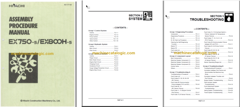 Hitachi EX750-5 EX800H-5 Technical and Workshop Manual