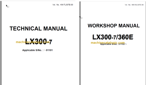 Hitachi LX300-7 LX360E-7 LX450-7 Wheel Loader Technical and Workshop Manual