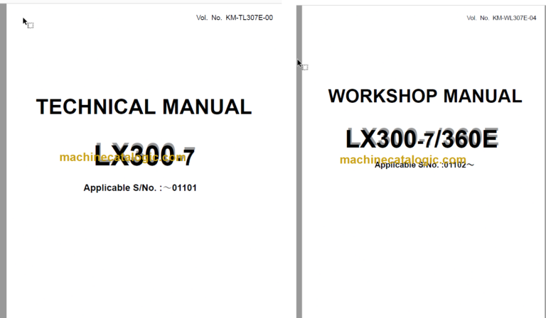 Hitachi LX300-7 LX360E-7 LX450-7 Wheel Loader Technical and Workshop Manual