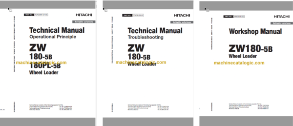 Hitachi ZW180-5B ZW180PL-5B Wheel Loader Technical and Workshop Manual