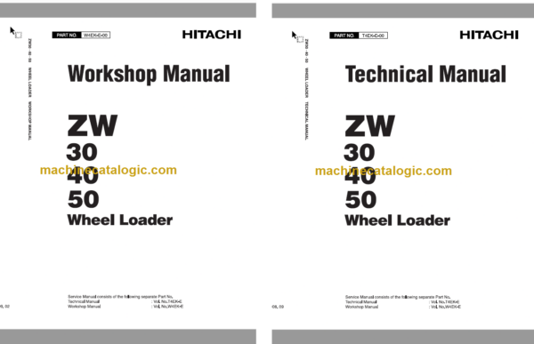 Hitachi ZW30 ZW40 ZW50 Wheel Loader Technical and Workshop Manual