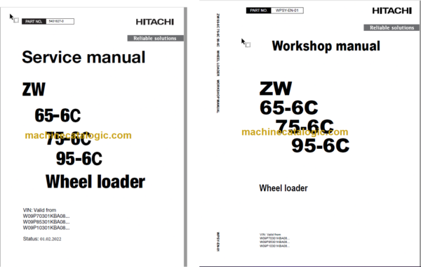 Hitachi ZW65-6C ZW75-6C ZW95-6C Wheel Loader Technical and Workshop Manual