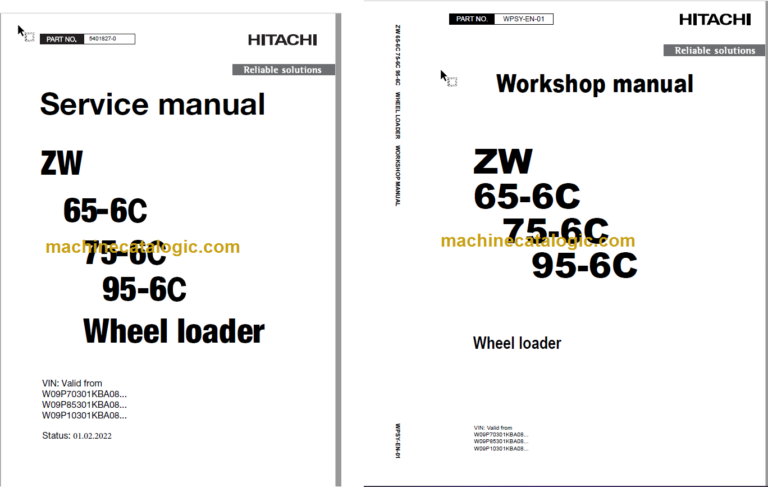 Hitachi ZW65-6C ZW75-6C ZW95-6C Wheel Loader Technical and Workshop Manual