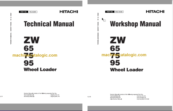 Hitachi ZW65 ZW75 ZW95 Wheel Loader Technical and Workshop Manual