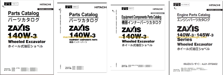 Hitachi ZX140W-3 Wheeld Excavator Parts Catalog & Equipment Components Parts Catalog