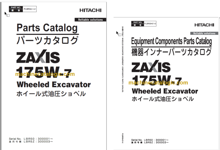 Hitachi ZX175W-7 Wheeled Excavator Parts Catalog & Equipment Components Parts Catalog