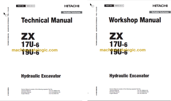 Hitachi ZX17U-6 ZX19U-6 Hydraulic Excavator Technical and Workshop Manual