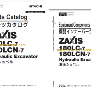 Hitachi ZX180LC-7 ZX180LCN-7 Hydraulic Excavator Parts Catalog & Equipment Components Parts Catalog