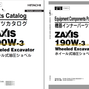 Hitachi ZX190W-3 Wheeled Excavator Parts Catalog & Equipment Components Parts Catalog