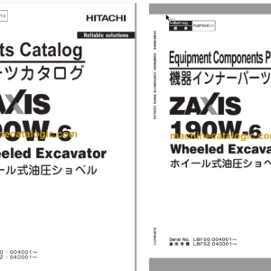 Hitachi ZX190W-6 Wheeled Excavator Parts Catalog & Equipment Components Parts Catalog