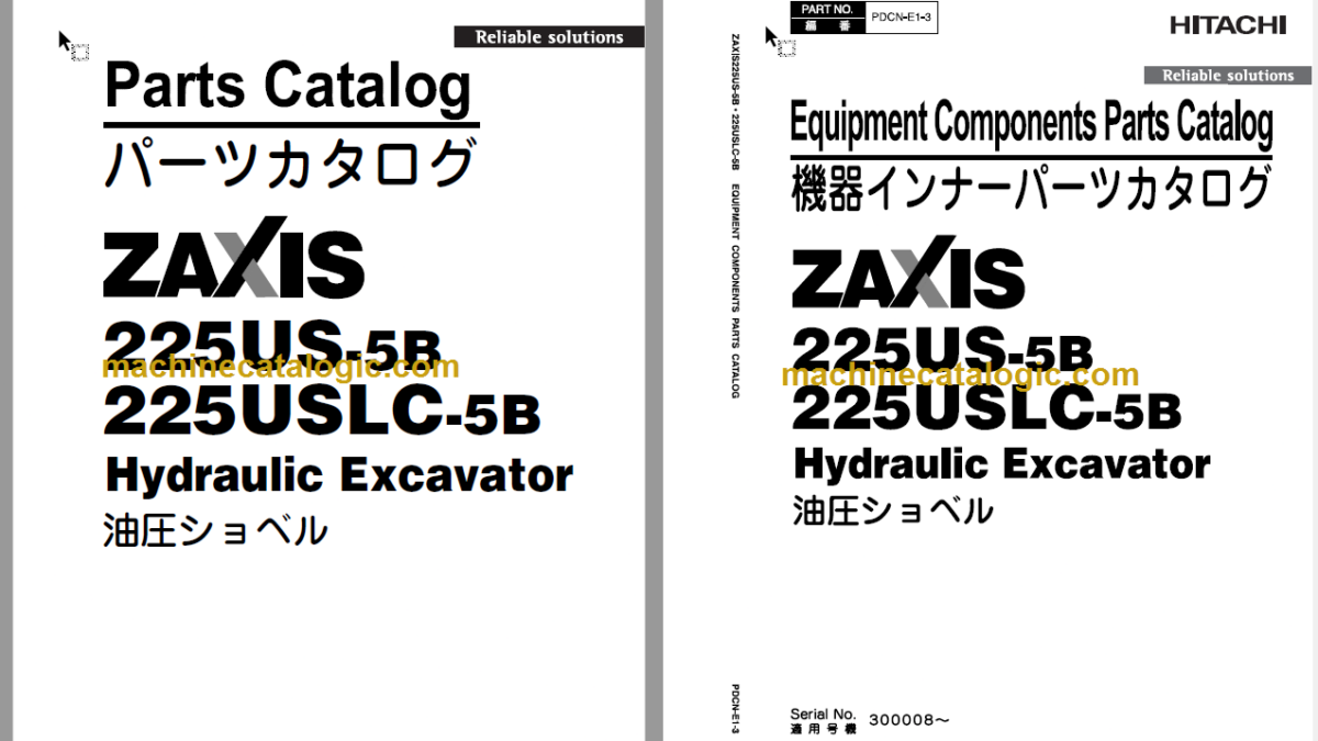 Hitachi ZX225US-5B ZX225USLC-5B Parts Catalog & Equipment 