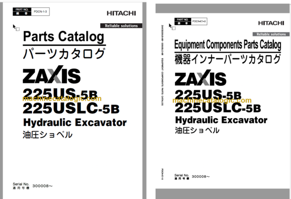 Hitachi ZX225US-5B ZX225USLC-5B Hydraulic Excavator Parts Catalog & Equipment Components Parts Catalog