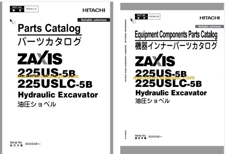 Hitachi ZX225US-5B ZX225USLC-5B Hydraulic Excavator Parts Catalog & Equipment Components Parts Catalog