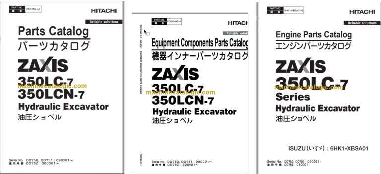 Hitachi ZX350LC-7 Hydraulic Excavator Parts Catalog & Engine and Equipment Components Parts Catalog