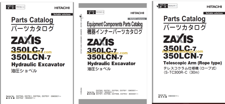 Hitachi ZX350LC-7 ZX350LCN-7 Hydraulic Excavator Parts Catalog & Equipment Components Parts Catalog