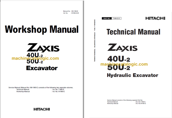 Hitachi ZX40U-2 ZX50U-2 Hydraulic Excavator Technical and Workshop Manual