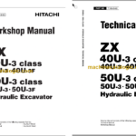 Hitachi ZX40U-3 ZX40U-3F ZX50U-3 ZX50U-3F Hydraulic Excavator Technical and Workshop Manual