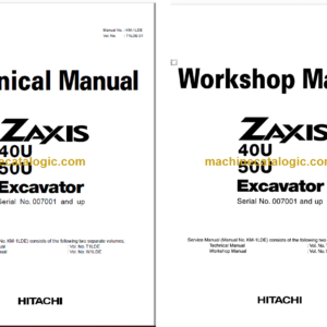 Hitachi ZX40U ZX50U Excavator Technical and Workshop Manual (Serial No. 007001 and up)