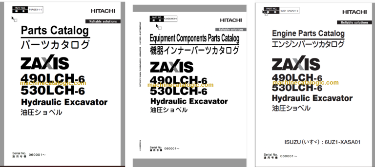 Hitachi ZX490LCH-6 ZX530LCH-6 Parts Catalog & Engine and Equipment