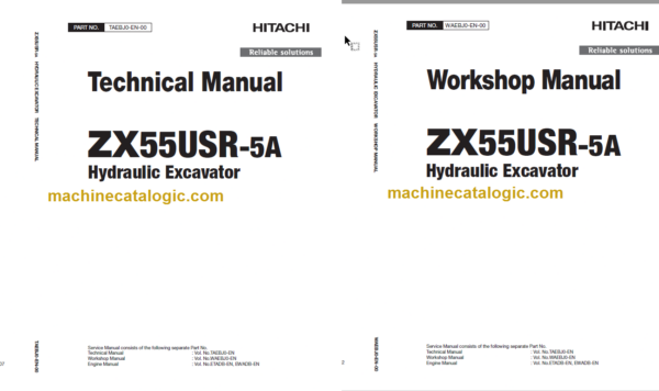 Hitachi ZX55USR-5A Hydraulic Excavator Technical and Workshop Manual