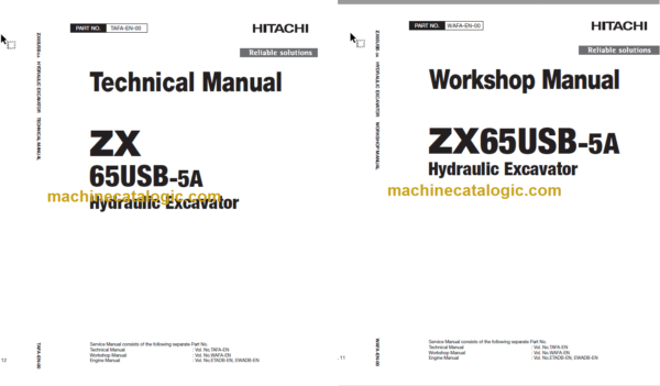 Hitachi ZX65USB-5A Hydraulic Excavator Technical and Workshop Manual