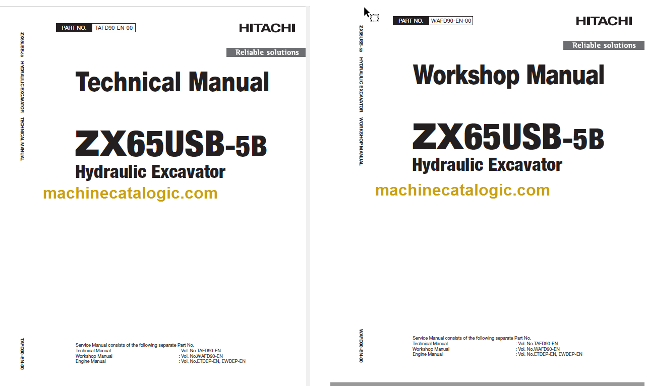 Hitachi ZX65USB-5B Hydraulic Excavator Technical and Workshop 