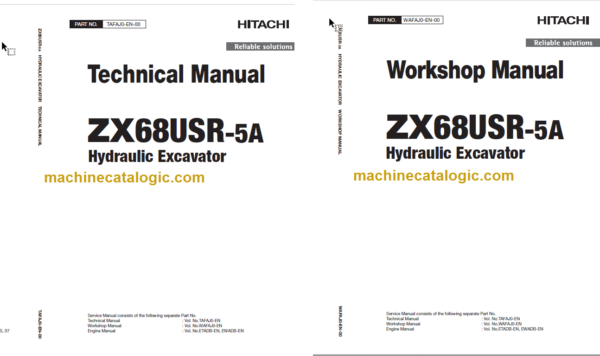 Hitachi ZX68USR-5A Hydraulic Excavator Technical and Workshop Manual