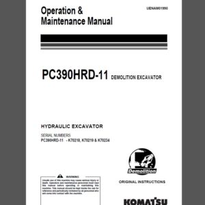 Komatsu PC390HRD-11 Demolition Excavator Operation and Maintenance Manual