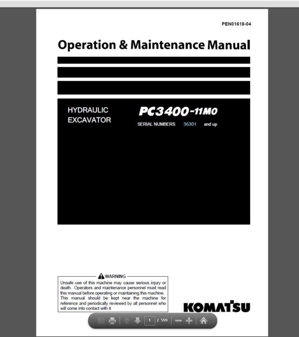 Komatsu PC3400-11M0 Hydraulic Excavator Operation and Maintenance Manual