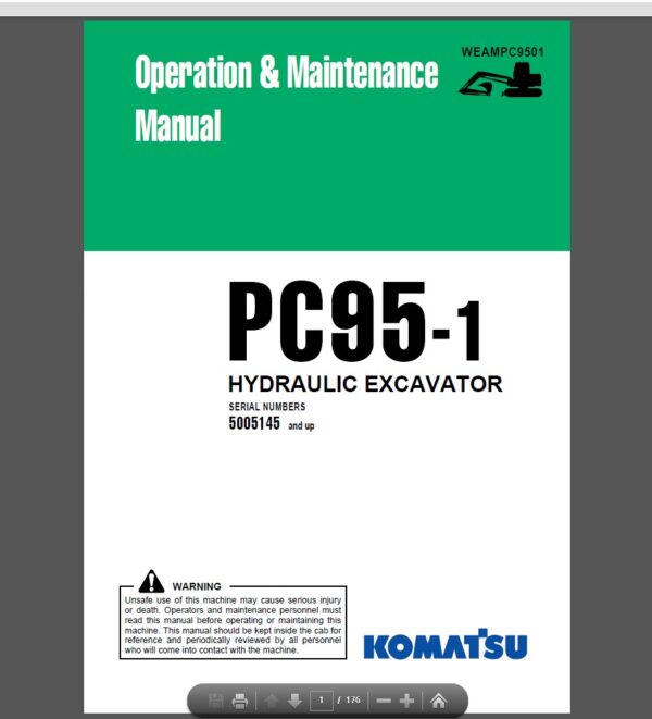 Komatsu PC95-1 Hydraulic Excavator Operation and Maintenance Manual