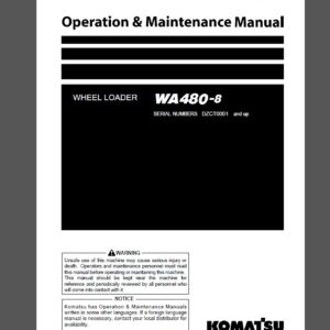 Komatsu WA480-8 Wheel Loader Operation and Maintenance Manual