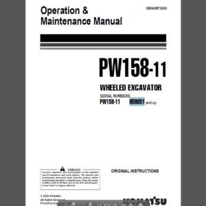 Komatsu PW158-11 Wheeled Excavator Operation and Maintenance Manual