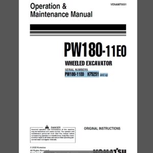 Komatsu PW180-11E0 Wheeled Excavator Operation and Maintenance Manual