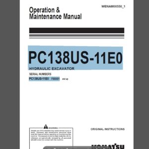 Komatsu PC138US-11E0 Hydraulic Excavator Operation and Maintenance Manual