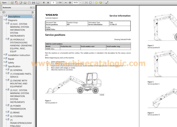 Volvo EW60E Wheeled Excavator Repair and Service Manual