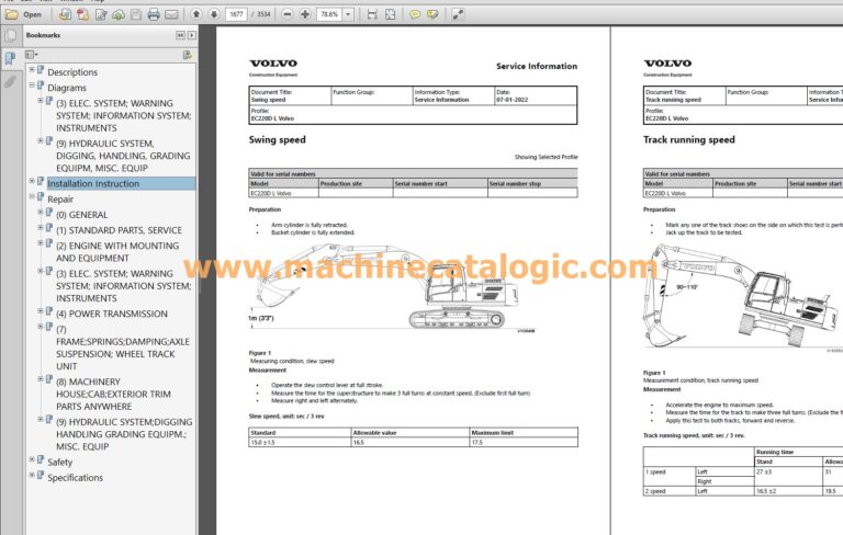 Volvo EC220DL Crawler Excavator Repair and Service Manual