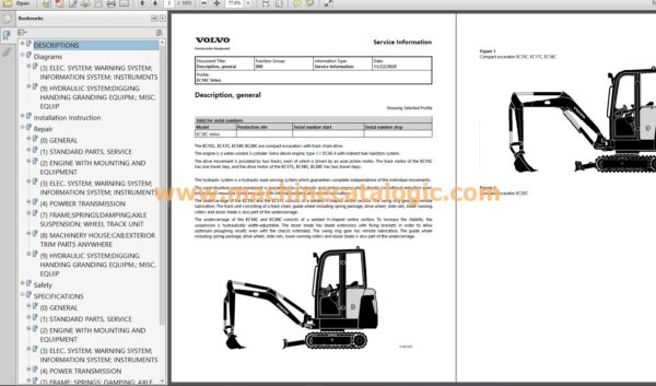 Volvo EC18C Mini Excavator Repair and Service Manual