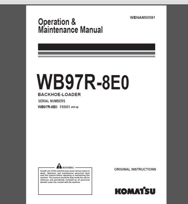 Komatsu WB97R-8E0 Backhoe Loader Operation and Maintenance Manual