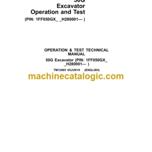 John Deere 50G Excavator Operation and Test Technical Manual (TM12885)