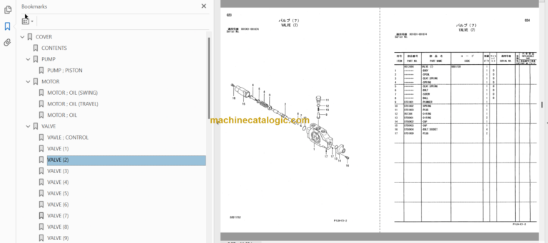 Hitachi ZX16 Hydraulic Excavator Parts Catalog & Equipment Components Parts Catalog