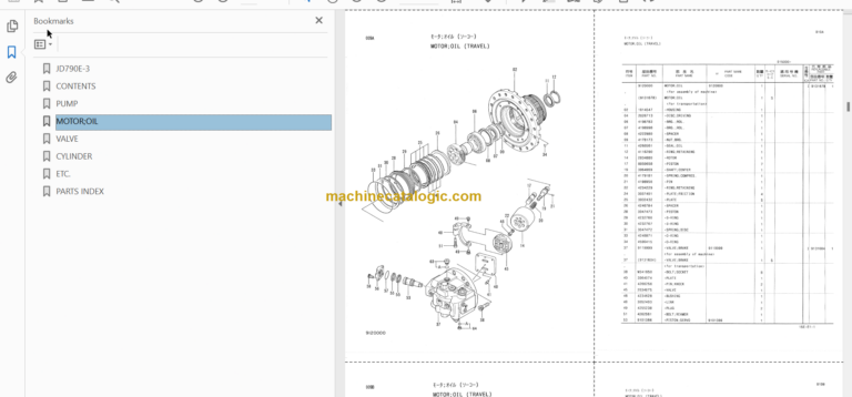 Hitachi JD790E-3 Excavator Parts Catalog & Equipment Components Parts Catalog