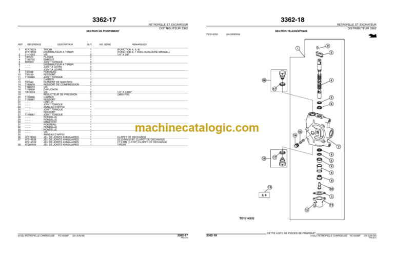 John Deere 315SJ Retropelle Chargeuse Catalogue Pieces French (PC10036F)
