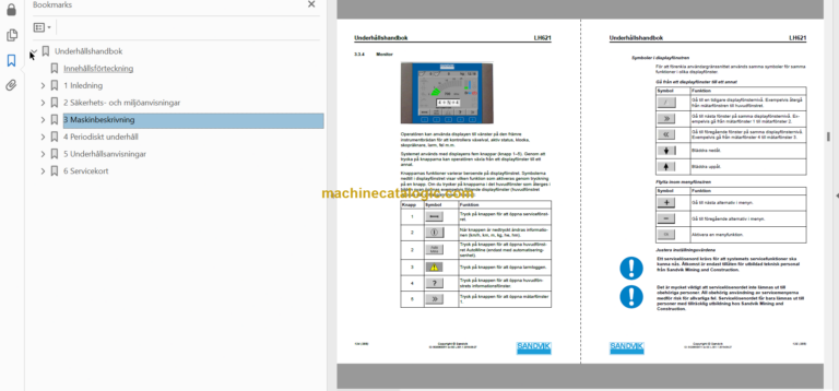 Sandvik LH621 Mining Loader Operator's and Maintenance Manual (L821D440 Swedish)